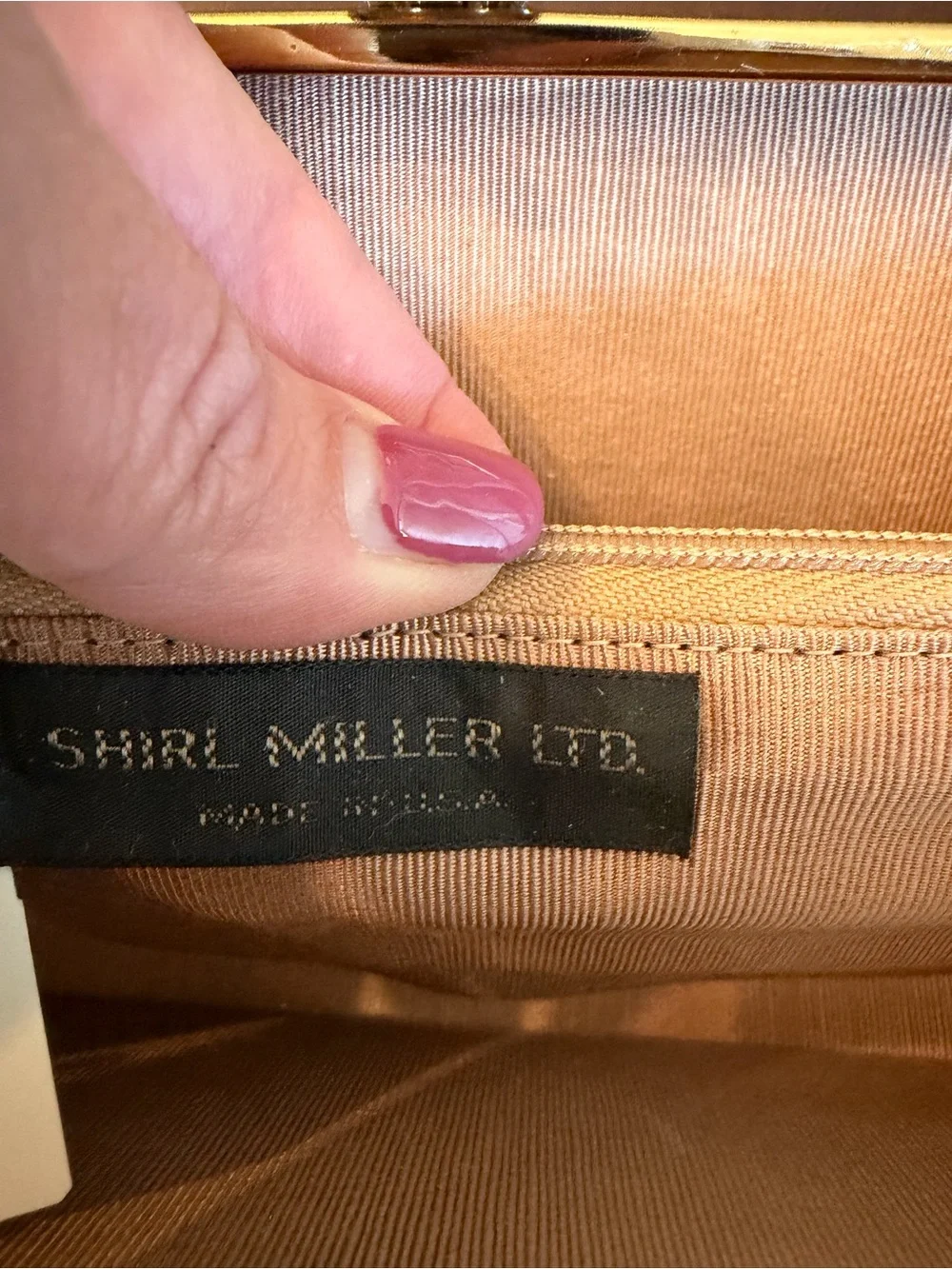 NOS Vintage Shirl Miller Ltd. Black Velvet Hard Case Clutch with Gold Hardware